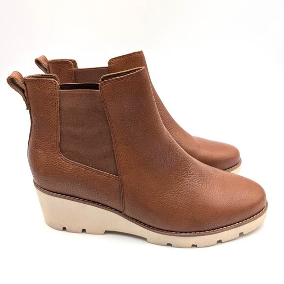 Vionic Aliso Wedge Chelsea Leather Ankle Boots Women's Brown Size US12 EU43 - Picture 3 of 12